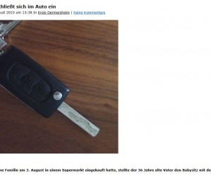 Kleinkind bei Hitze in PKW eingeschlossen